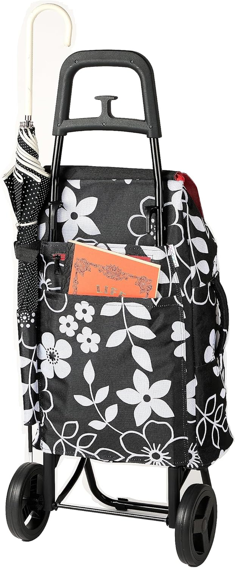 Cocoro 544914 Cocoro Shopping Cart Flower Cart Set, Navy, 1.6 Gal (40 L), Luggage Hook, Floral Pattern, Foldable, Pocket Storage, Cold Retention, Thermal Retention, Eco Bag, Shopping, Stylish, Cute,