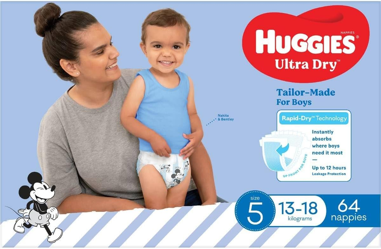 Huggies Ultra Dry Walker Disposable Boys Nappy Pant Pad 64-Pieces Pack, Size 5 image number 2