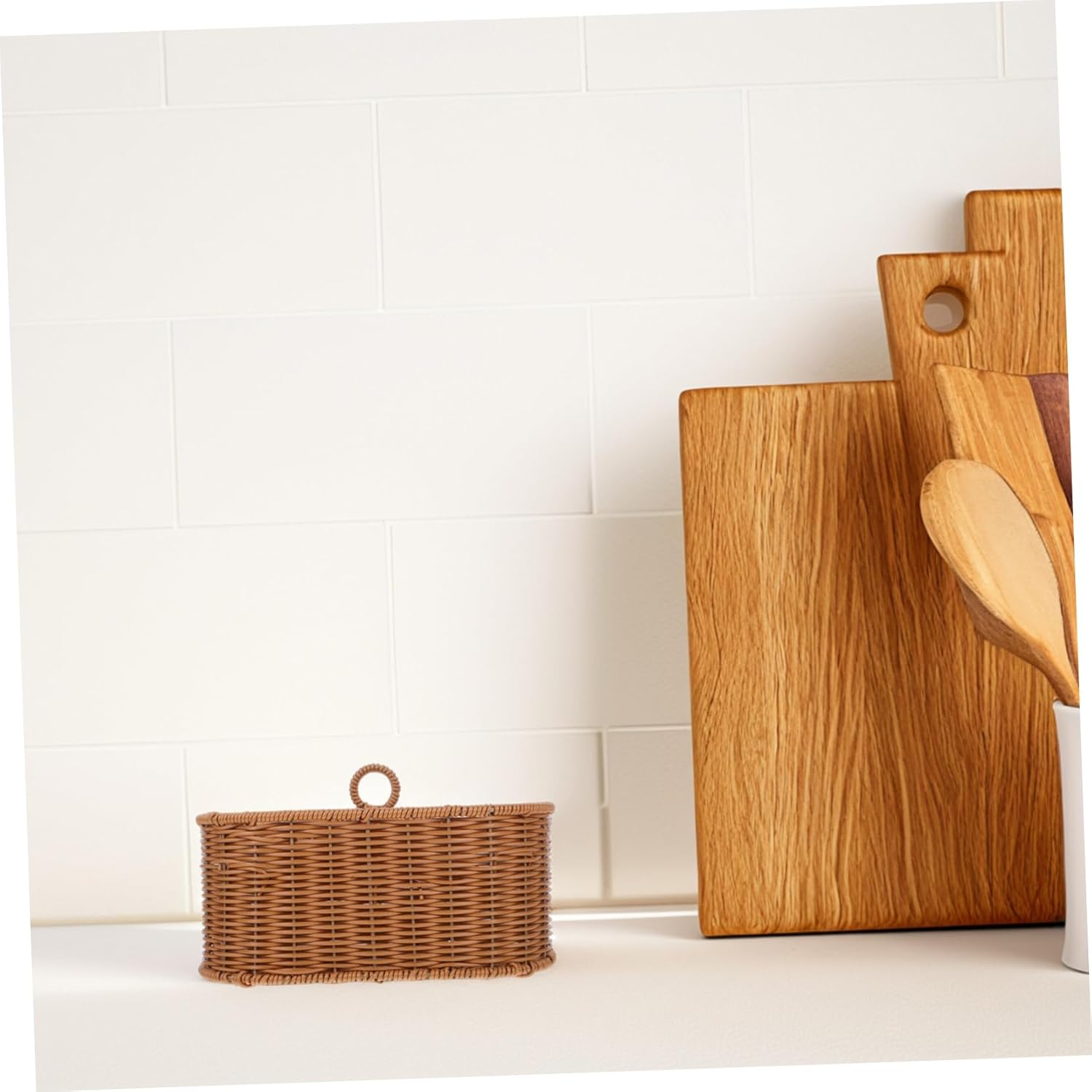 Alipis Faux Woven Wall Hanging Basket for Kitchen Storage Holds Garlic Onion Small Kitchenware for Pantry Bathroom Decor - Yellow image number 3