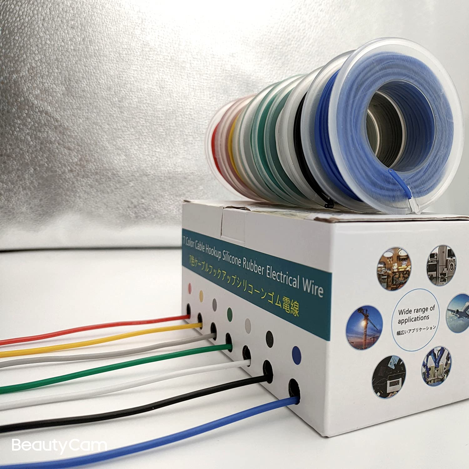 26AWG Electric Control Flexible Silicon Stranded Wire Hook up Kit - 7 Colors, 33 Ft Spool, Heat Shrink Tube, Wire Stripper Included