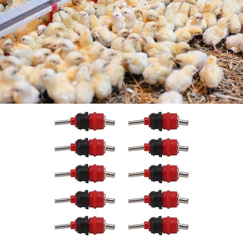 10Pcs Chicken Nipple Drinker Hen Automatic Water Feeder Screw Style Poultry Waterer,Automatic Poultry Waterer Screw in Style Chicken Water Nipples for Chicks image number 1