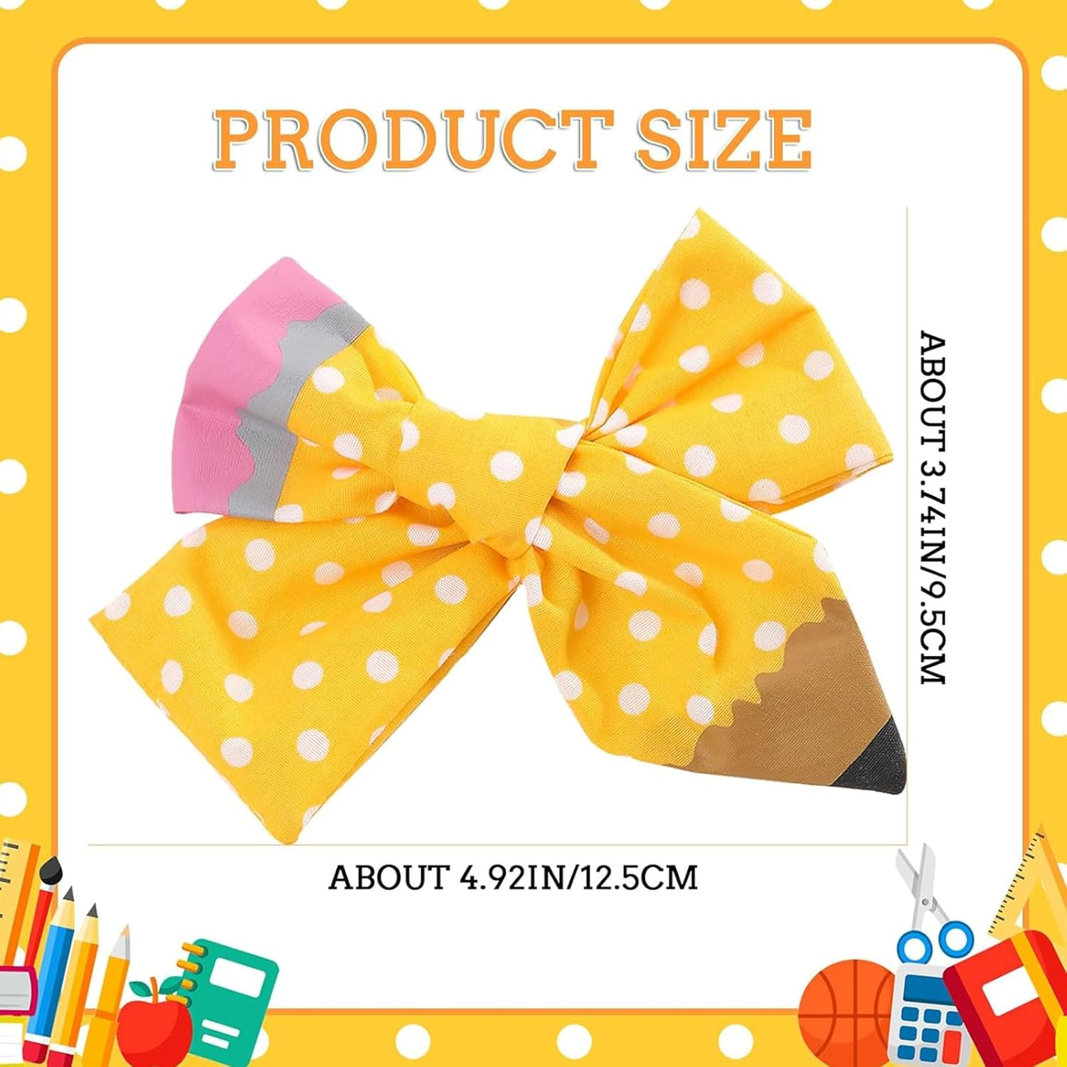 WERIGONI 2Pcs Back to School Hair Bow Clips Yellow Pencil Hair Clips Cute Hair Bows Girls Pencil Design First Day image number 1