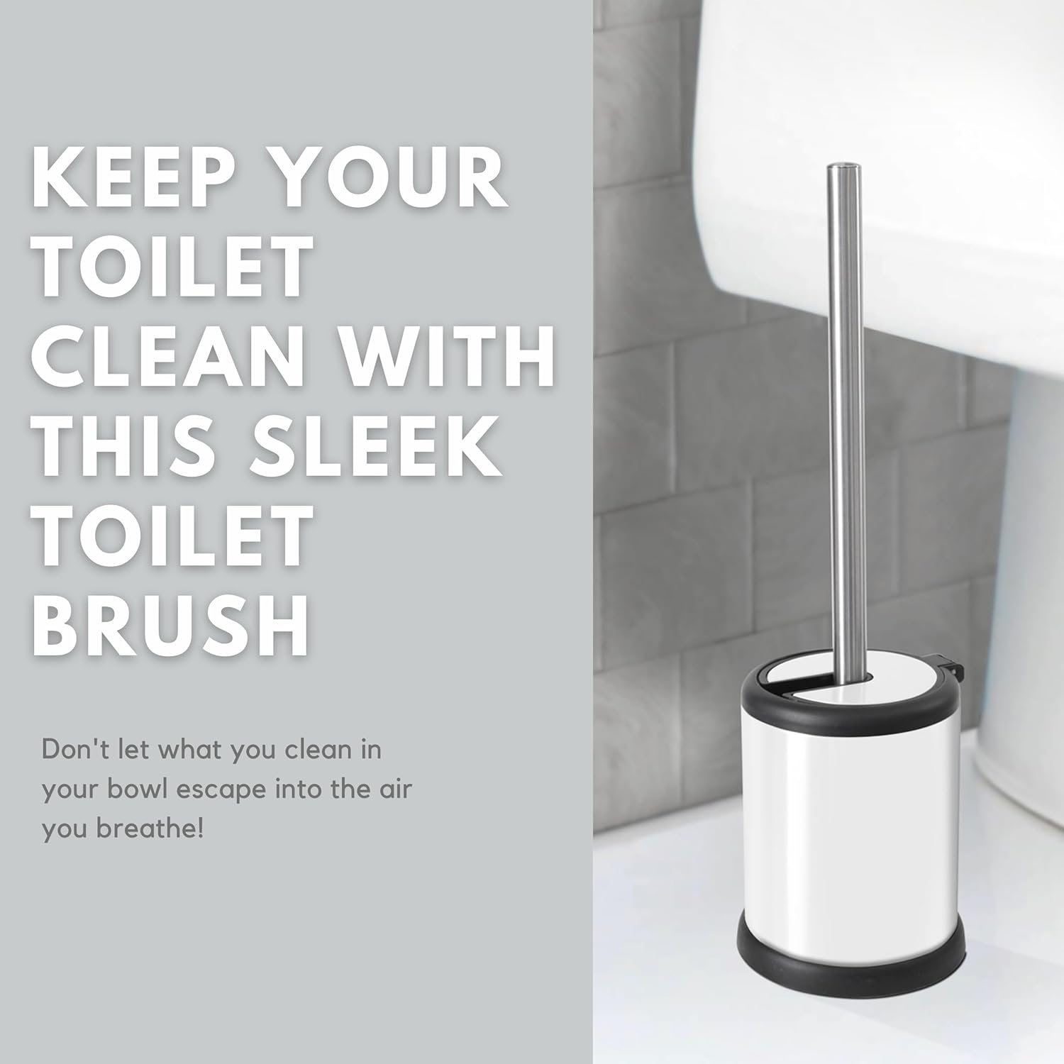 Toilettree Products Deluxe Toilet Brush with Lid - Stainless Steel image number 5