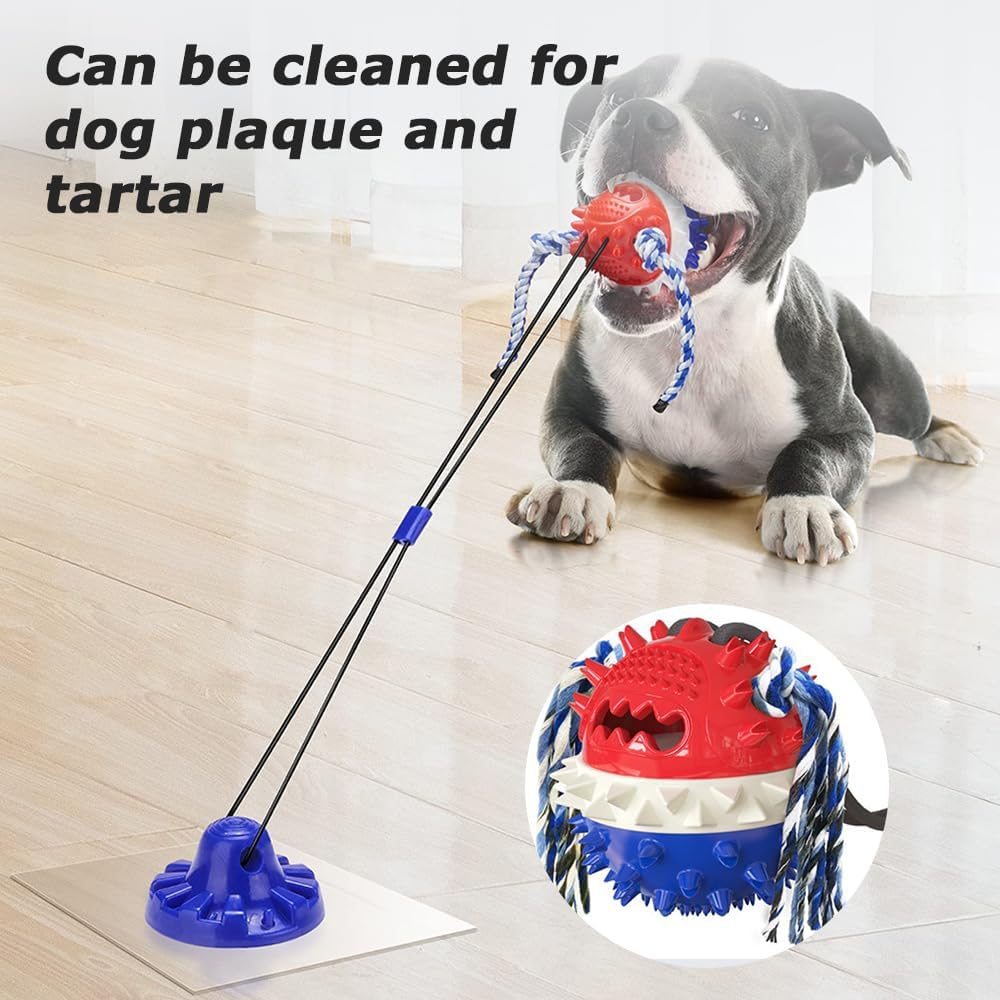 Tug and Pull Dog Toy with Suction Cup, Dog Puzzle Toys, Portable Interactive Dog Toys, Dog Chew Toys for Aggressive Chewers (Blue image number 3