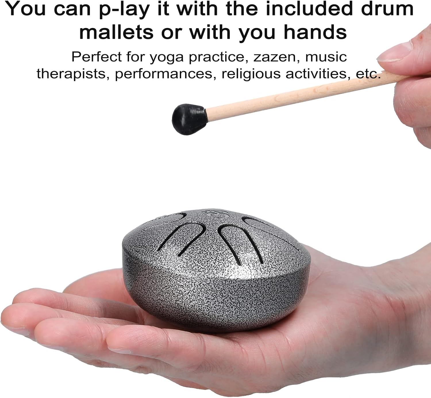 3 Inch 6-Tone Steel Tongue Drum Hand Pan Drums with Drumsticks Percussion Musical Instruments image number 3