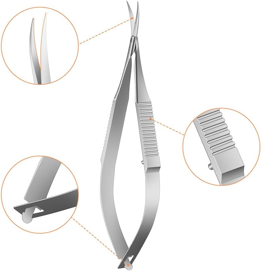 Curved Stainless Steel Squeeze Scissors - Grooming, Eyebrow Trimming, Embroidery Spring, Thread Snips - Curved Tip Craft Scissors (Silver) image number 5