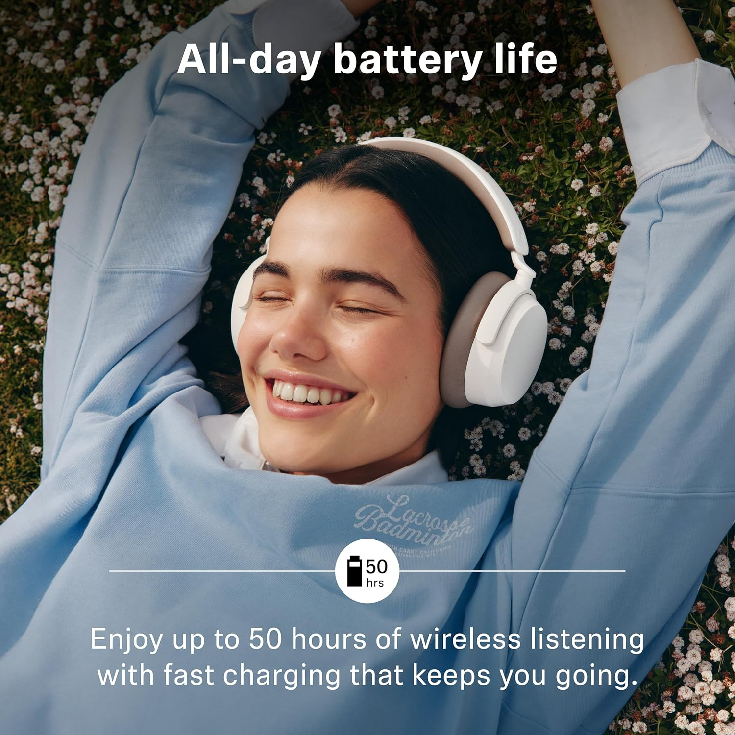 Sennheiser ACCENTUM Wireless Bluetooth Headphones - 50-Hour Battery Life, Audio, Hybrid Noise Cancelling (ANC), All-Day Comfort and Clear Voice Pick-Up for Calls, White image number 4