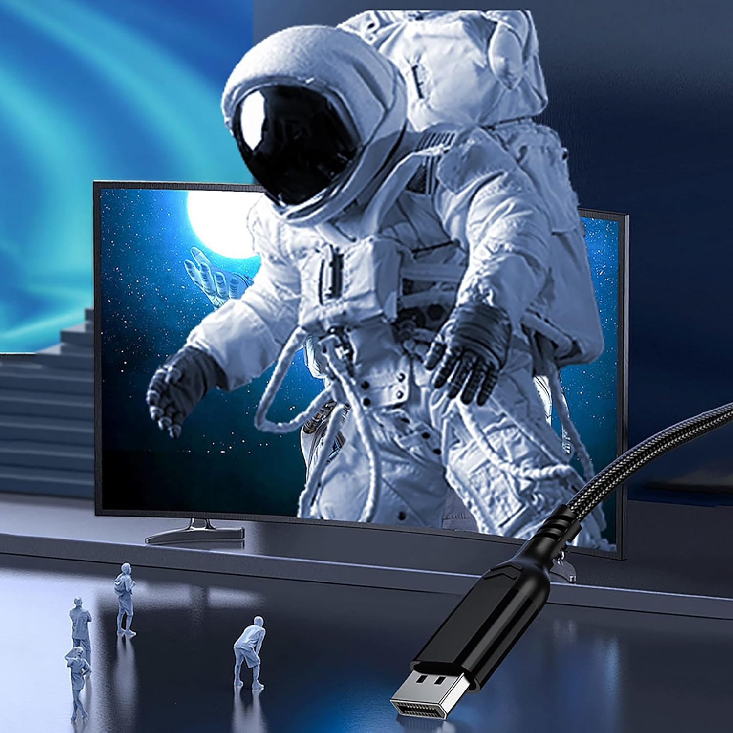 Tunghey Displayport Cable 2.1, 16K Displayport Cable 80Gbps 16K@60Hz, 10K@60Hz, 8K@60Hz HBR3 4K@60Hz/144Hz 5K@60Hz 1080P@240Hz Support Freesync G-Sync HDR10 for Gaming Monitor Graphics Card (1.5M) image number 4