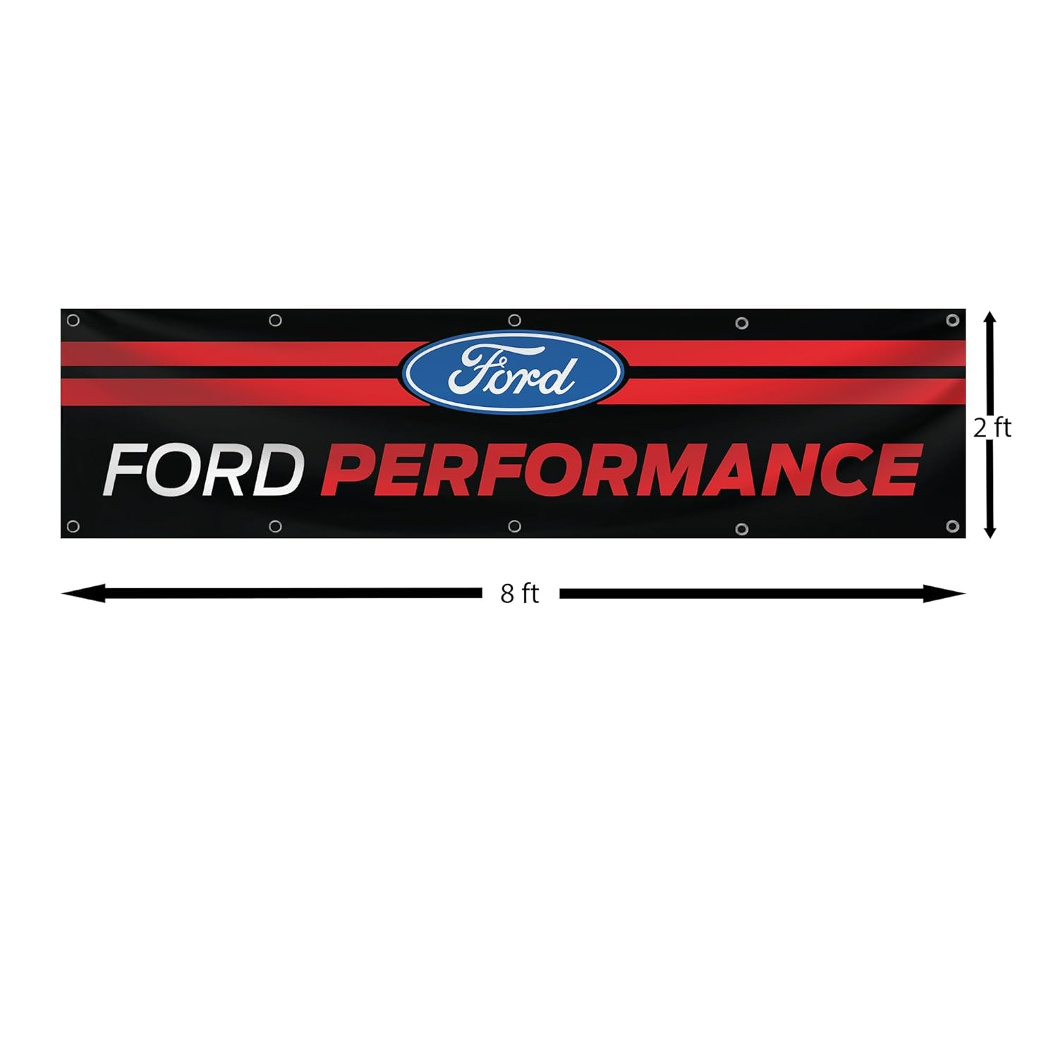 Ramflag Banner Flag Compatible with Ford Performance Flag (2X8Ft, 150D) Racing Car Show Man Cave Flag Garage Wall Decor Large Sign Outdoor Indoor Banner image number 1