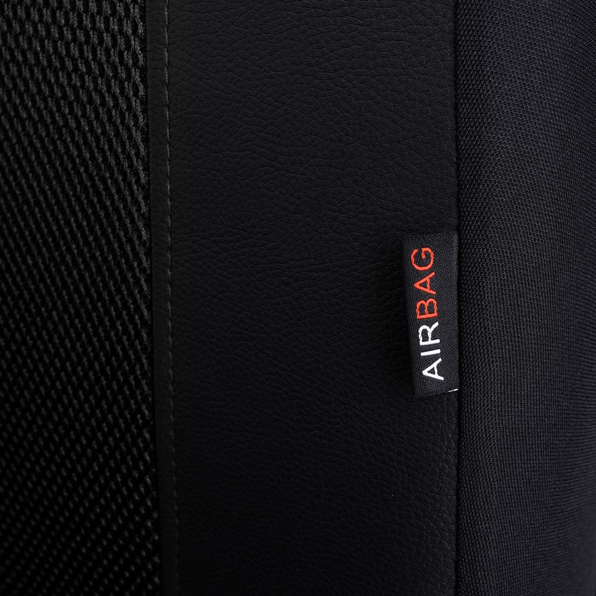 Flying Banner Car Seat Covers Full Set Faux Leather Air Mesh Breathable Man Lady Airbag Compatible Rear Bench Split 40/60 50/50 60/40 Truck Pick up (Full Set - Low Back, Black Black) image number 3