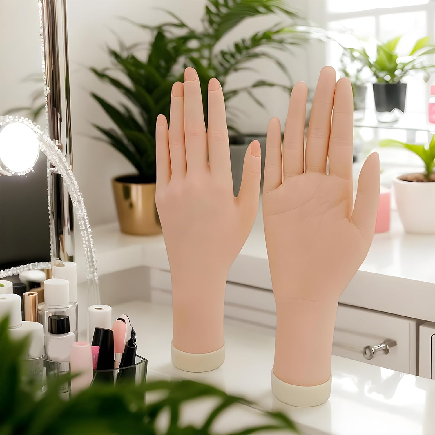 Hand Model for Nails,Practice Nail Hand | Bendable Soft Finger Model with Jelly Glue Suction Cup Beginner-Friendly for Women Teen Girls Salon Demonstration image number 2