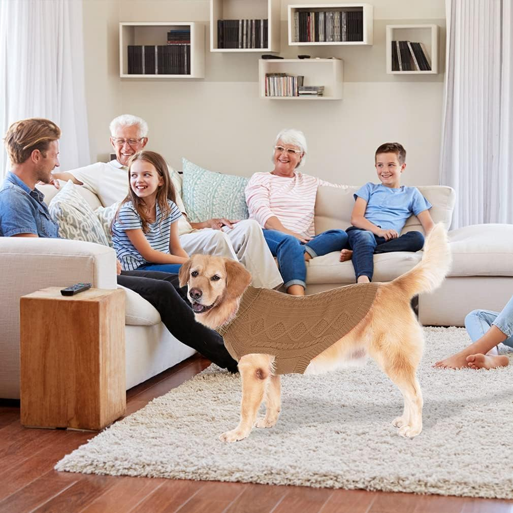 BINGPET Thermal Knitted Dog Sweater for Small Medium Large Dogs,Winter Dog Cat Coat Warm Sweartershirts Outfits,Classic Cable Knit Turtleneck Pullover Dog Jumper Coat Warm Sweartershirts image number 7