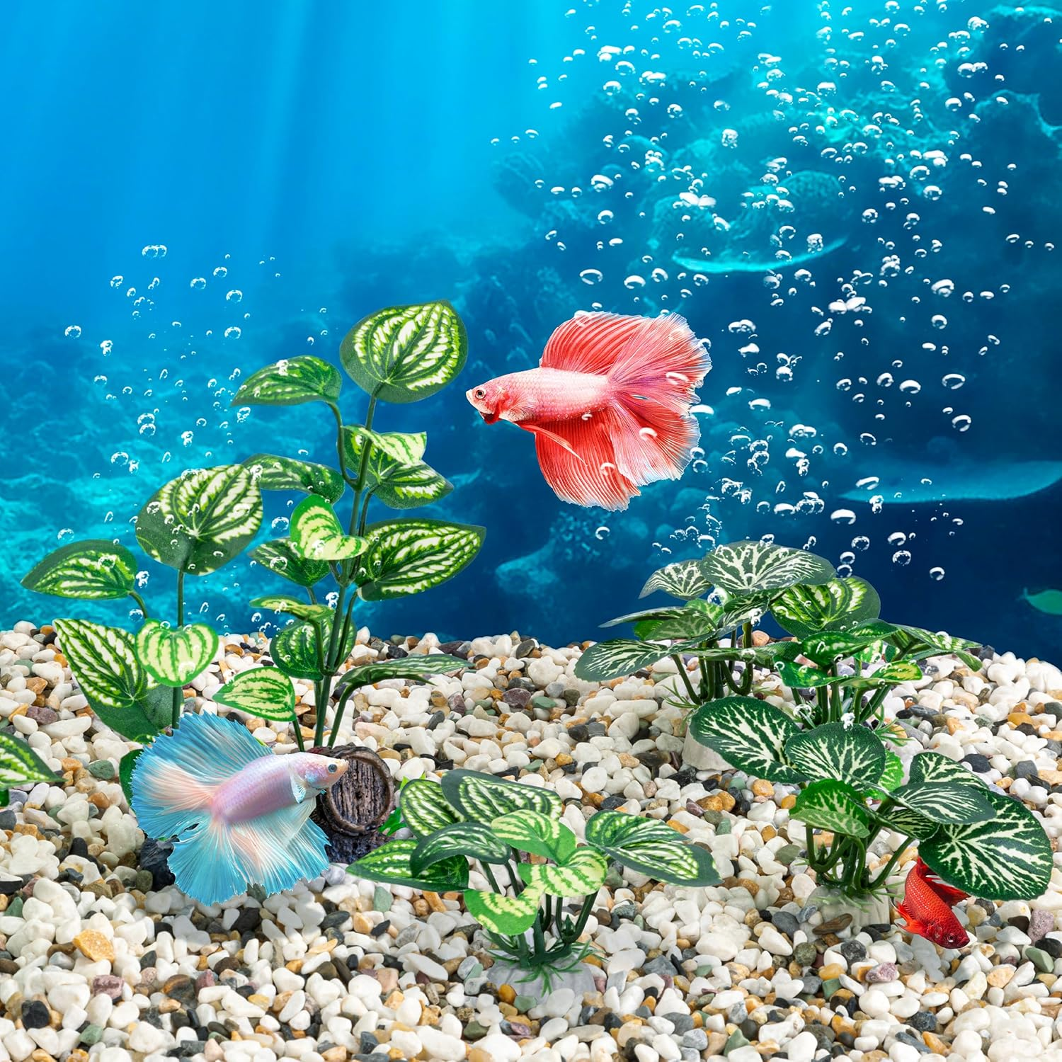 Mylifeunit Betta Fish Tank Decor, 10 Pack Silk Aquarium Plants for Aquarium Decoration and Fish Tank Decor image number 2