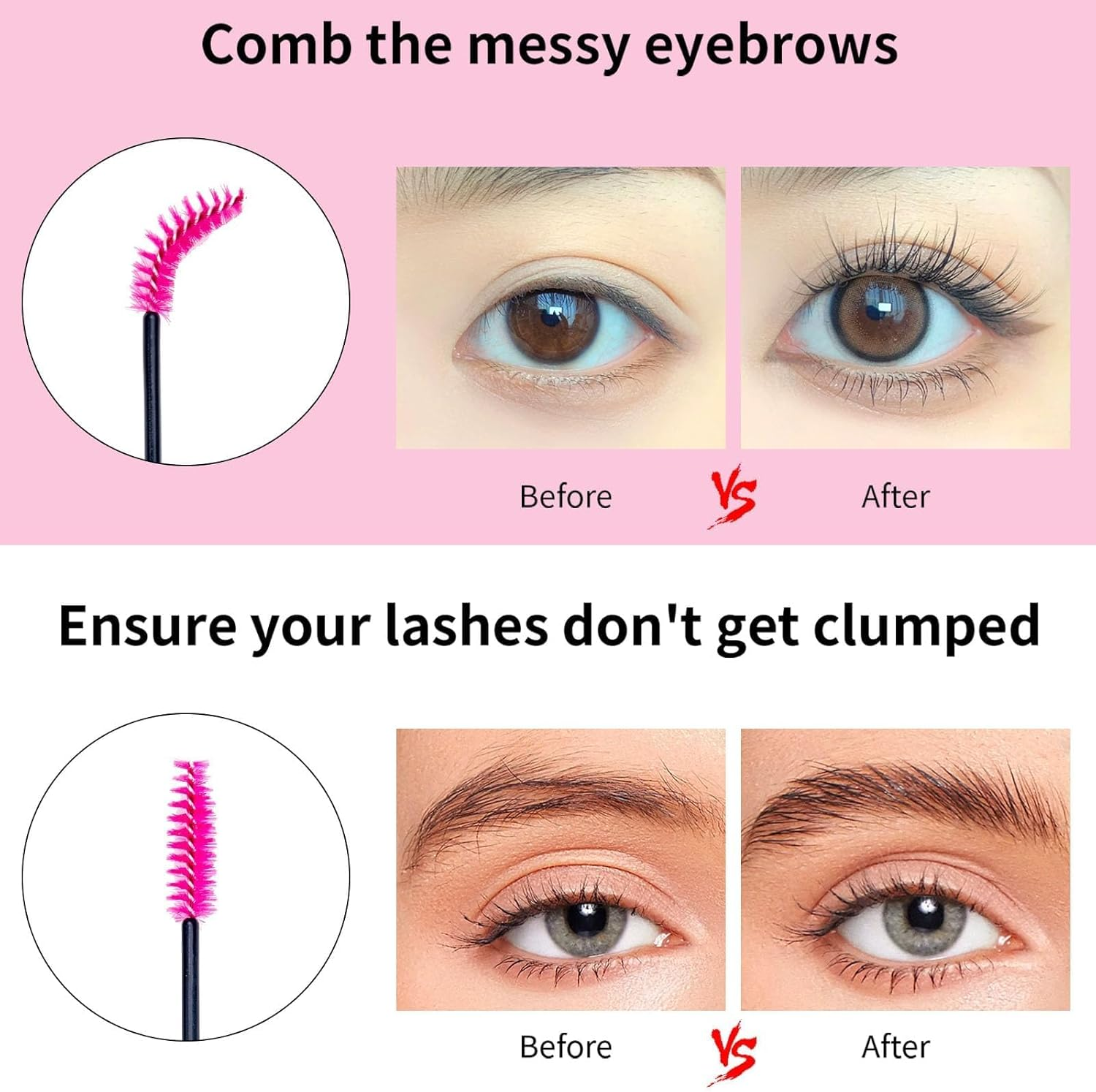 Disposable Eyelash Brush - Disposable Mascara Wands 200 Pink image number 4