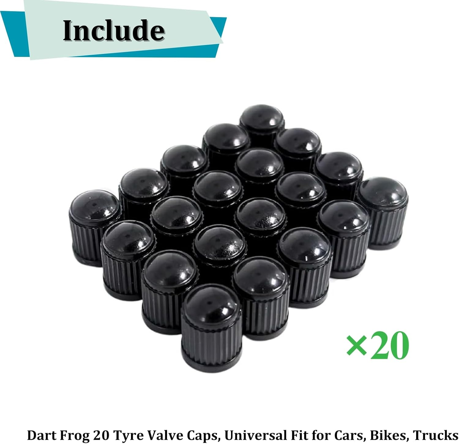 Dart Frog 20 Tyre Valve Caps, Universal Fit for Cars, Bikes, Trucks image number 3