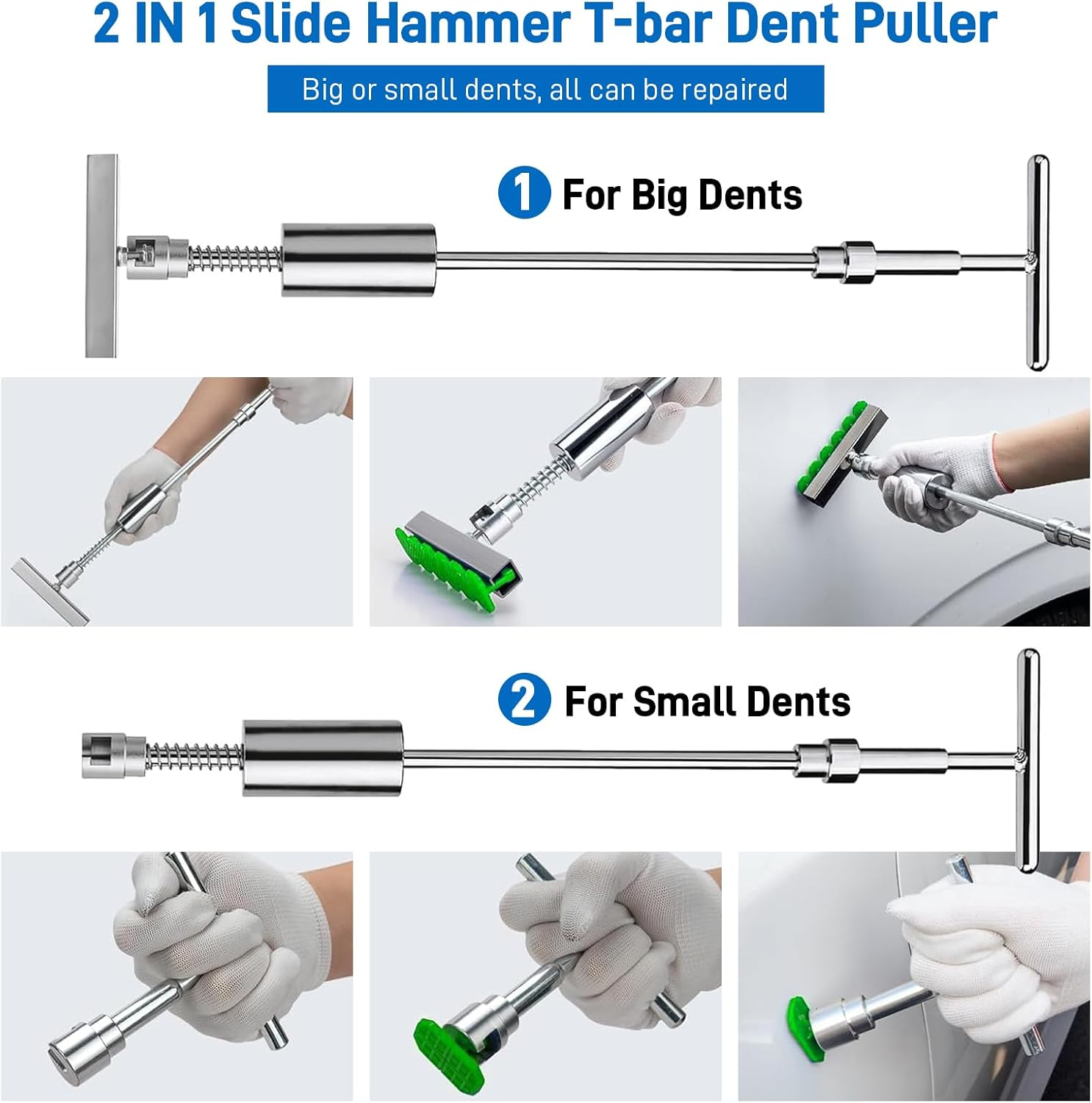 97Pcs Dent Puller Kit, Car Dent Puller for Dent Removal, Paintless Dent Removal Kit with Golden Lifter, Bridge Puller, Slide Hammer T-Bar, Dent Remover Tool for Car Refrigerator Door Ding Repair image number 4