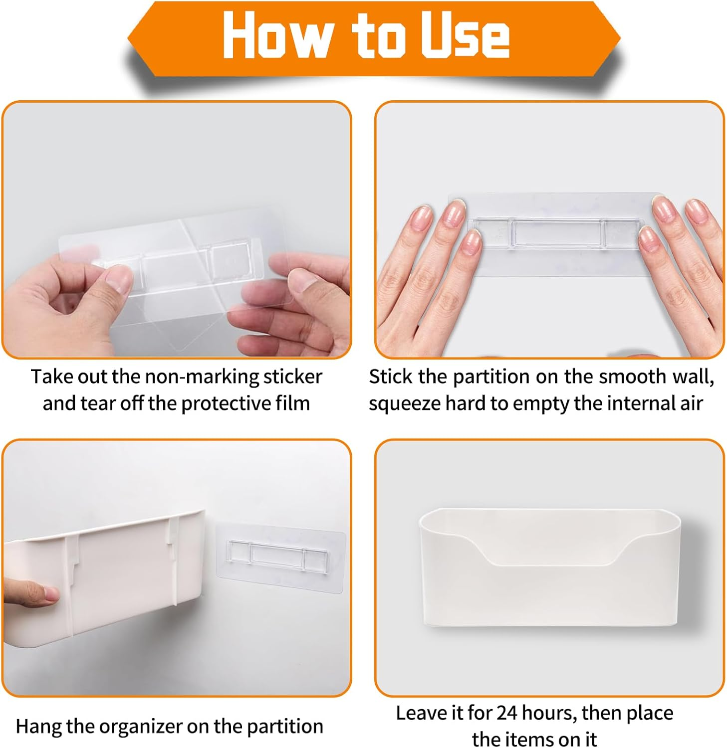 2 Pcs Cabinet Door Organiser with 2 Adhesive Pad, under Sink Plastic Organizer, No Drilling File Holder for Mail Magazine, Self Adhesive Wall Mounted Storage Box for Bathroom, Pantry, Office, Kitchen image number 1