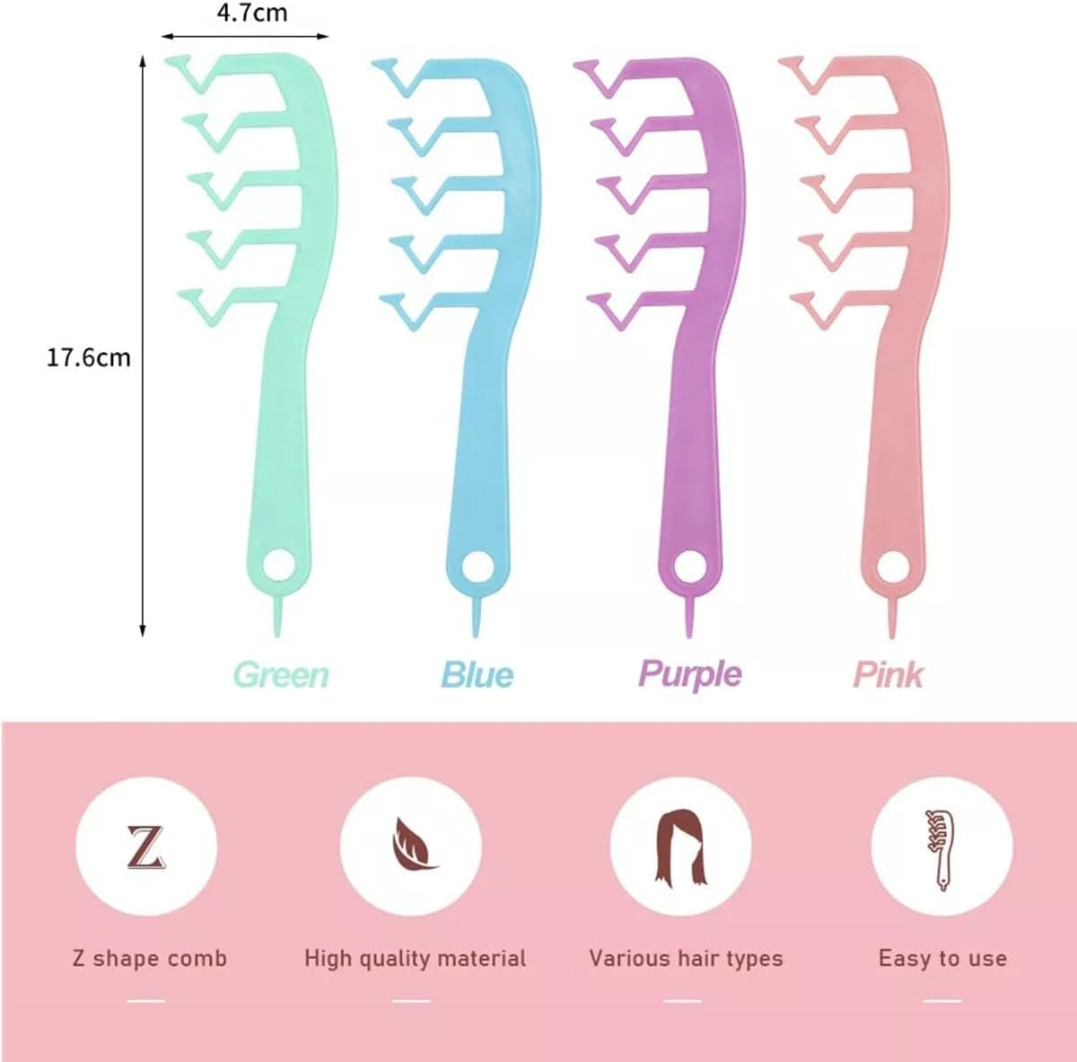 Tootoo Magic Hairstyle Tools Hair Comb with Z Shape Teeth Easy Using Candy Color (Green) image number 3