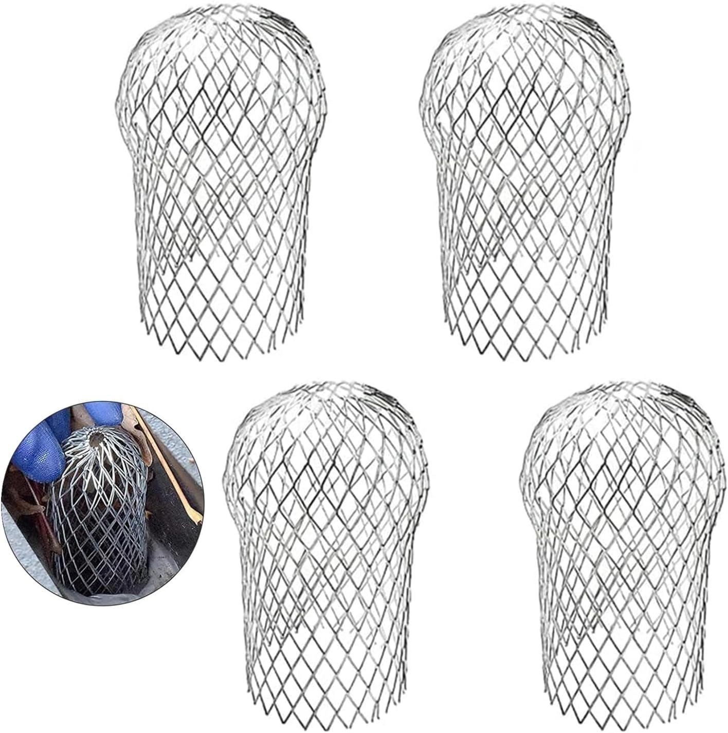 Yharnamite 4 Pcs Gutter Guard, Downspouts Gutter Guards, Aluminum Gutter Guard Filter Strainer, Expandable Leaf Filter Strainer Gutter for Preventing Leaves Debris Blockag (B)