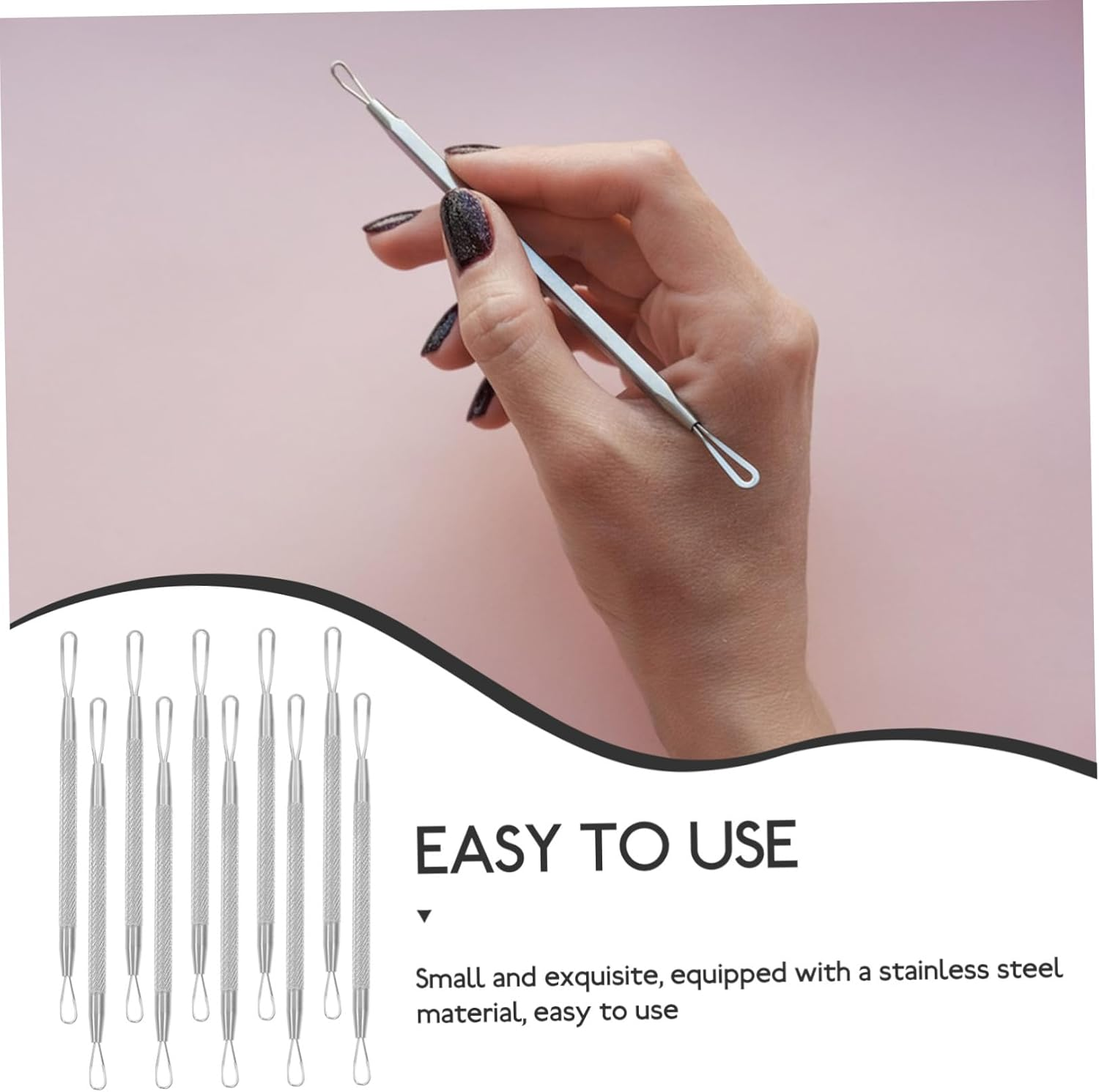 SOLUSTRE Blackhead Remover Pimple Squeeze Ring 7Pcs Stainless Steel Double-Headed Tool for Efficient Blackhead Extraction and Pimple Care with Portable Case image number 6