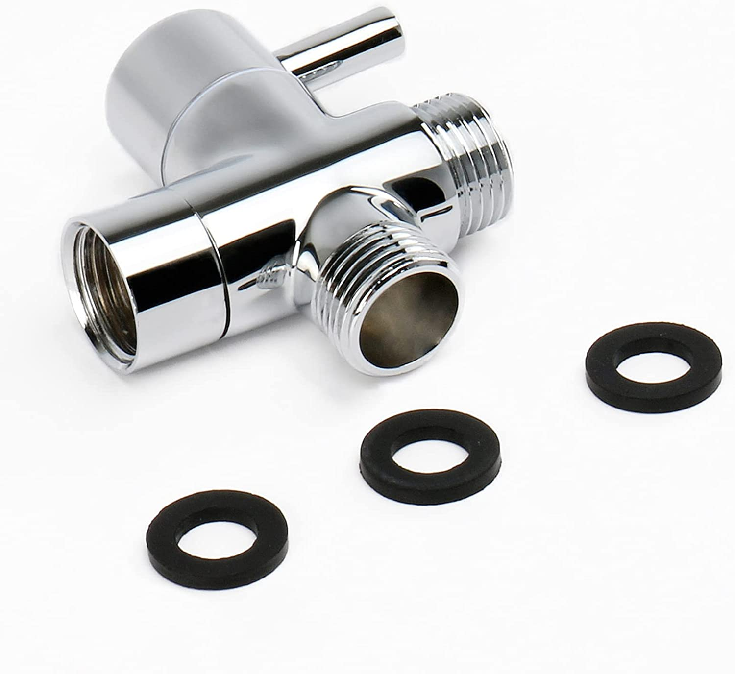 Nearmoon Solid Brass G1/2" Shower Arm All Metal Universal 3-Way Diverter Valve for Handheld and Fixed Head, Replacement Component Adapter (Chrome Finish)