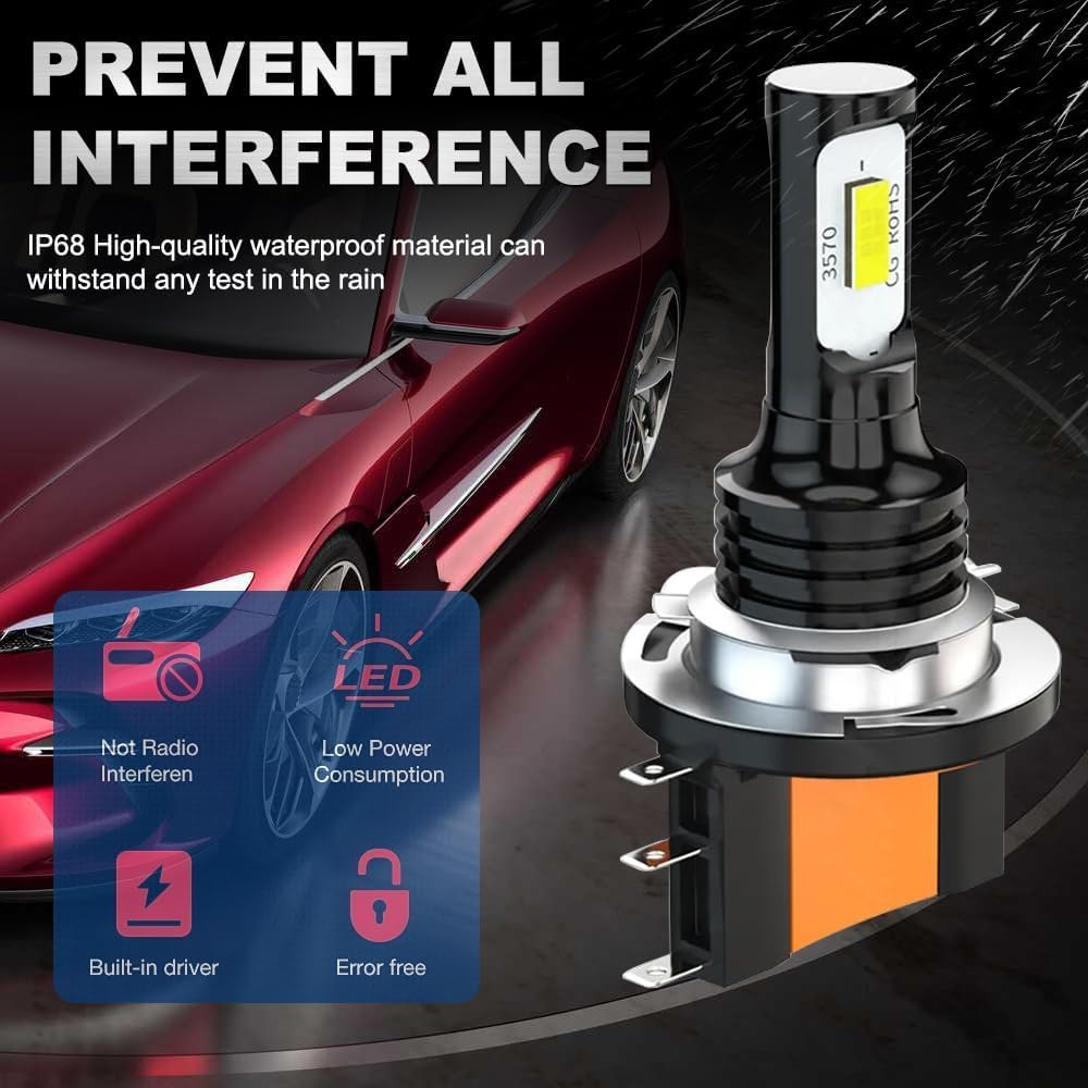 H15 LED Fog Light Bulbs, 6000K Bright Anti-Fog Lights, 3570-2SMD Chipsets Super Bright LED Bulbs Kits, Plug and Play Car LED Replacement Bulbs, Universal for Most Cars, Pack of 2 (H15) image number 4