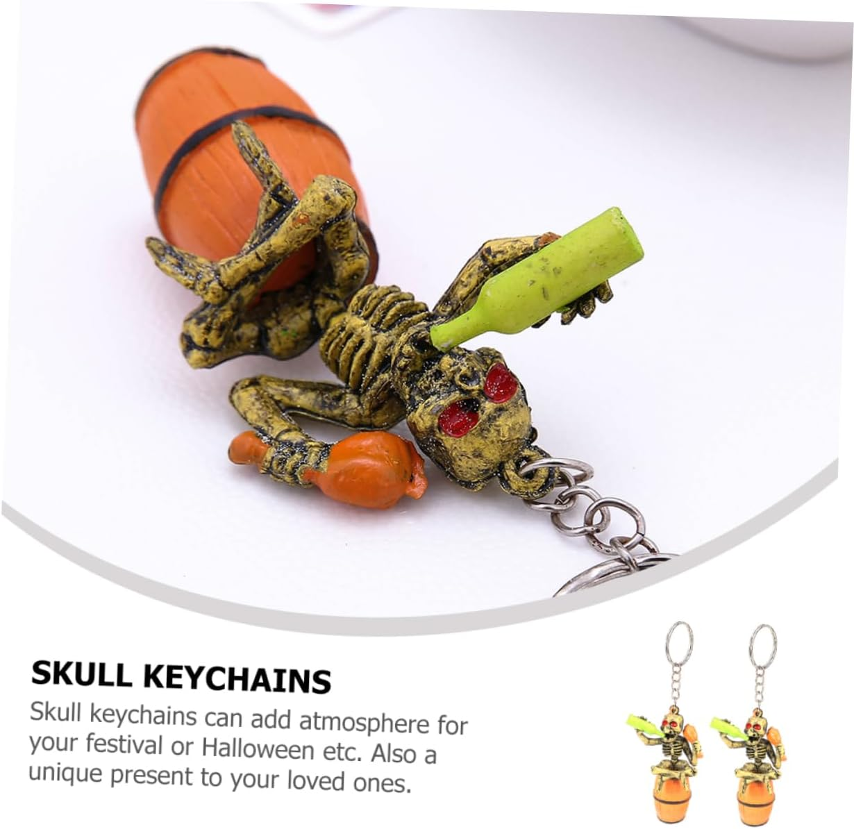WOFASHPURET 2Pcs Skull Keychains for Men Creative Halloween Keychains Unique Hanging Pendant for Car Keys and Bag Decoration For
