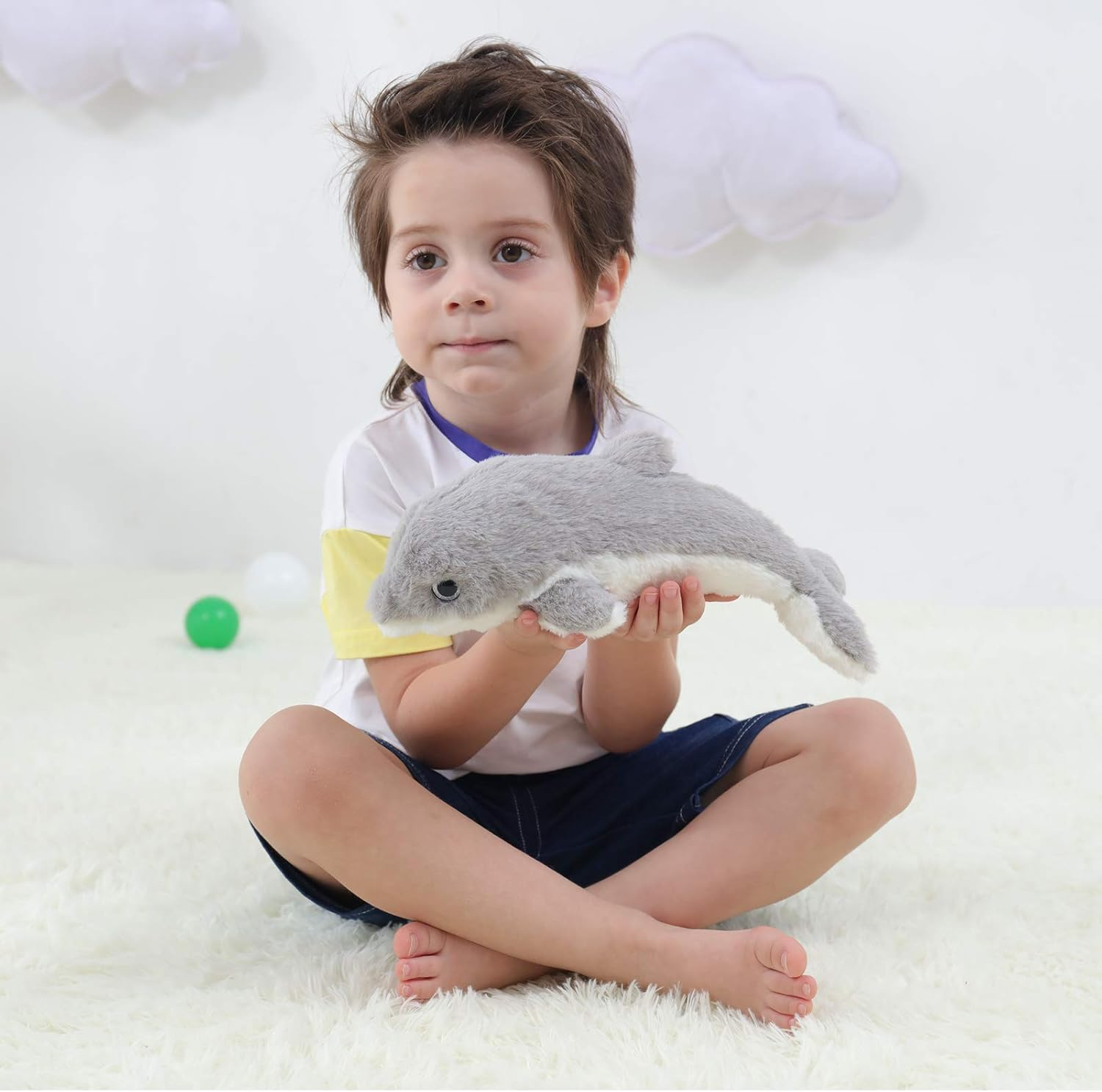 Apricot Lamb Ocean Stuffed Animals Toys Plush Gray Dolphin Sea Animal Soft Cuddly Perfect for Girls Boys (Gray Dolphin, 12 Inches) image number 4