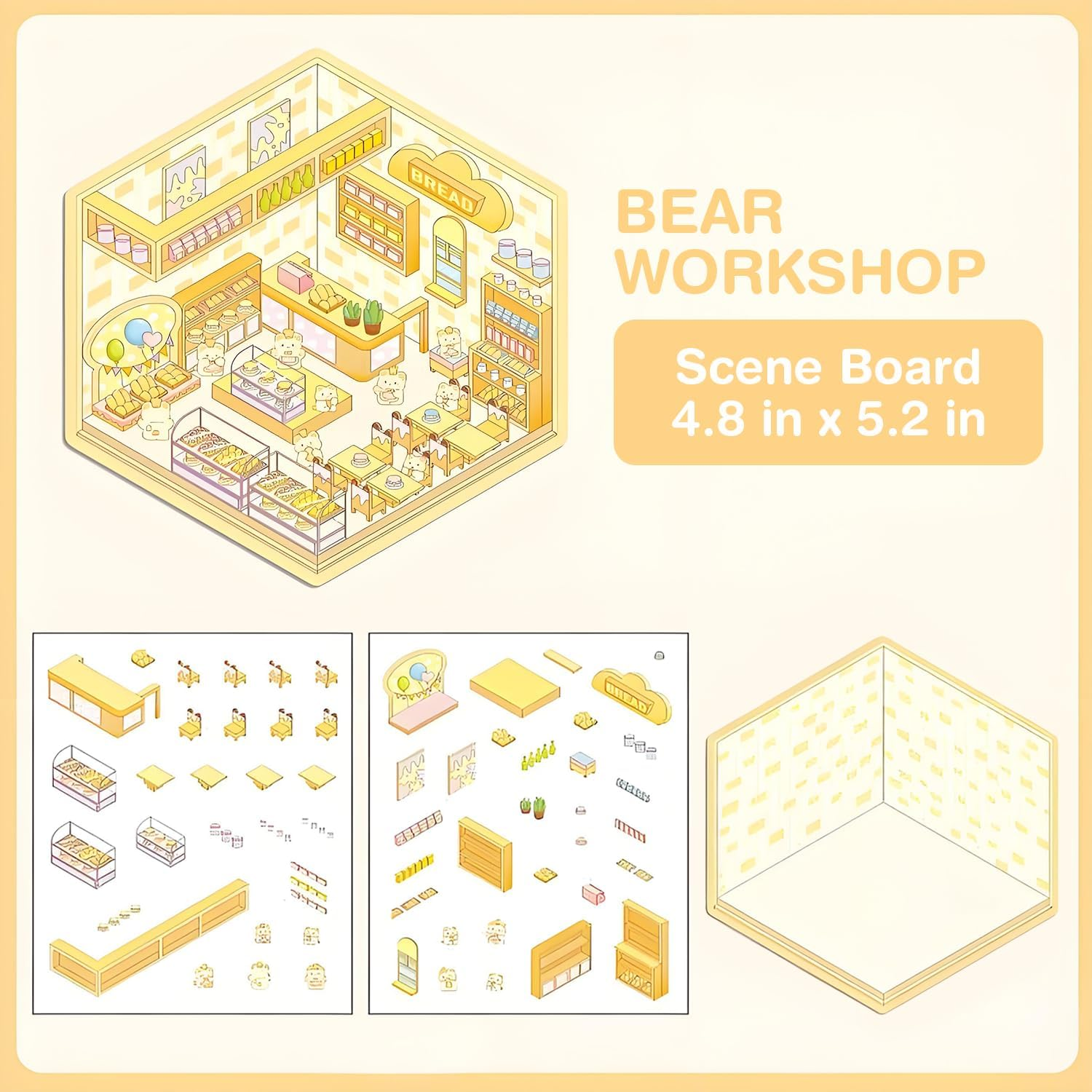 3D House Scene Stickers, 6 Sets Fun Stickers Scene Make Your Own Mini House Shop, Includes Cute Animal Shop Cartoon Stickers for Kids Girls Adults Pass the Time Relief Stress image number 1