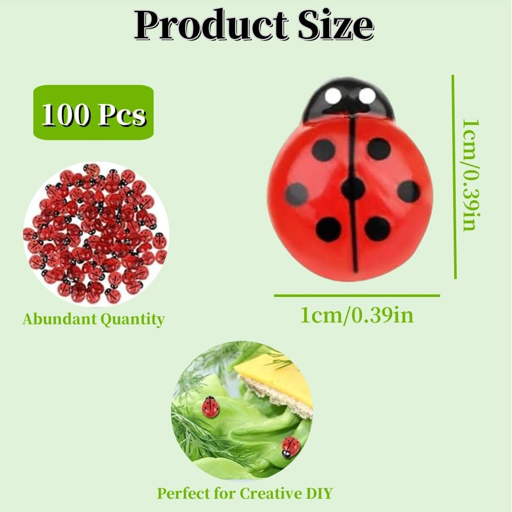 100 Pcs Mini Resin Animals,Tiny Resin Figures Glow Ladybugs,Noctilucent Miniature Animals Accessories,Cute Toys Ornaments,Mini Statue Stuff for Home Garden Party Decorations Cupcake Toppers DIY Crafts image number 3