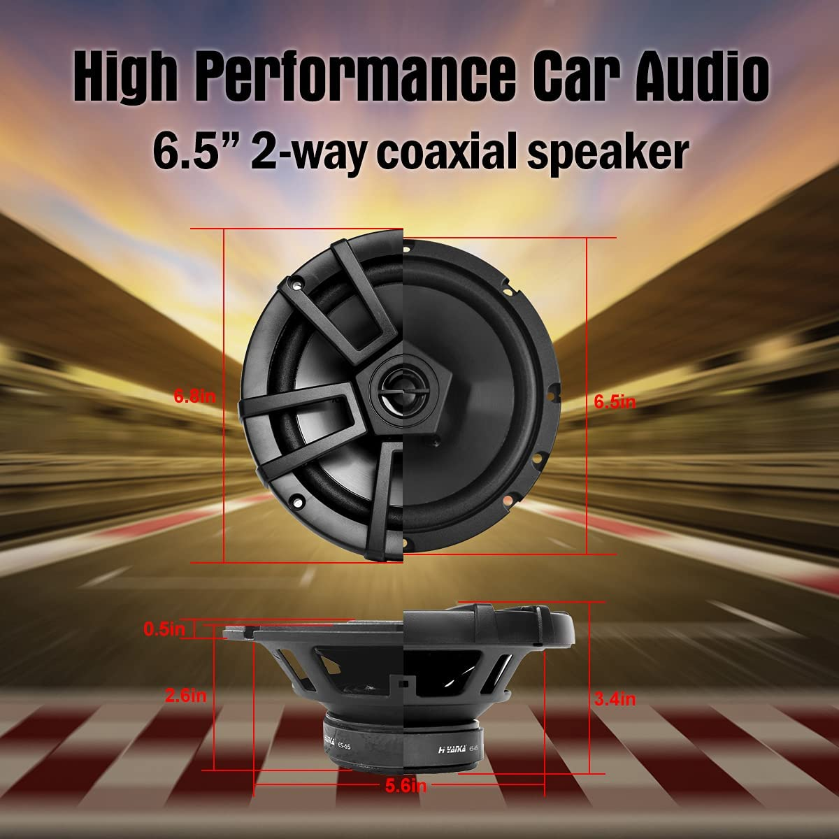 H YANKA 6.5 Car Speakers, Full Range Stereo 500 Watt Max 2-Way Coaxial Car Audio Speakers, Professional Car Door Speakers, Sound Stereo and No Distortion, Y30 Magnet Woofer and Ndfeb Tweeter （1 Pair） image number 6