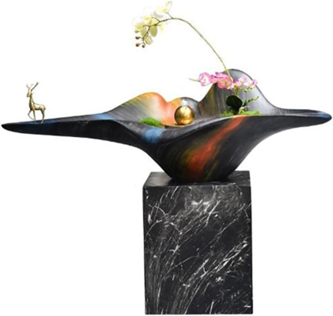 Outdoor Fountain Gate Entrance Water Decoration, Living Room Large Floor Circulating Fountain, Garden Landscape(Black)