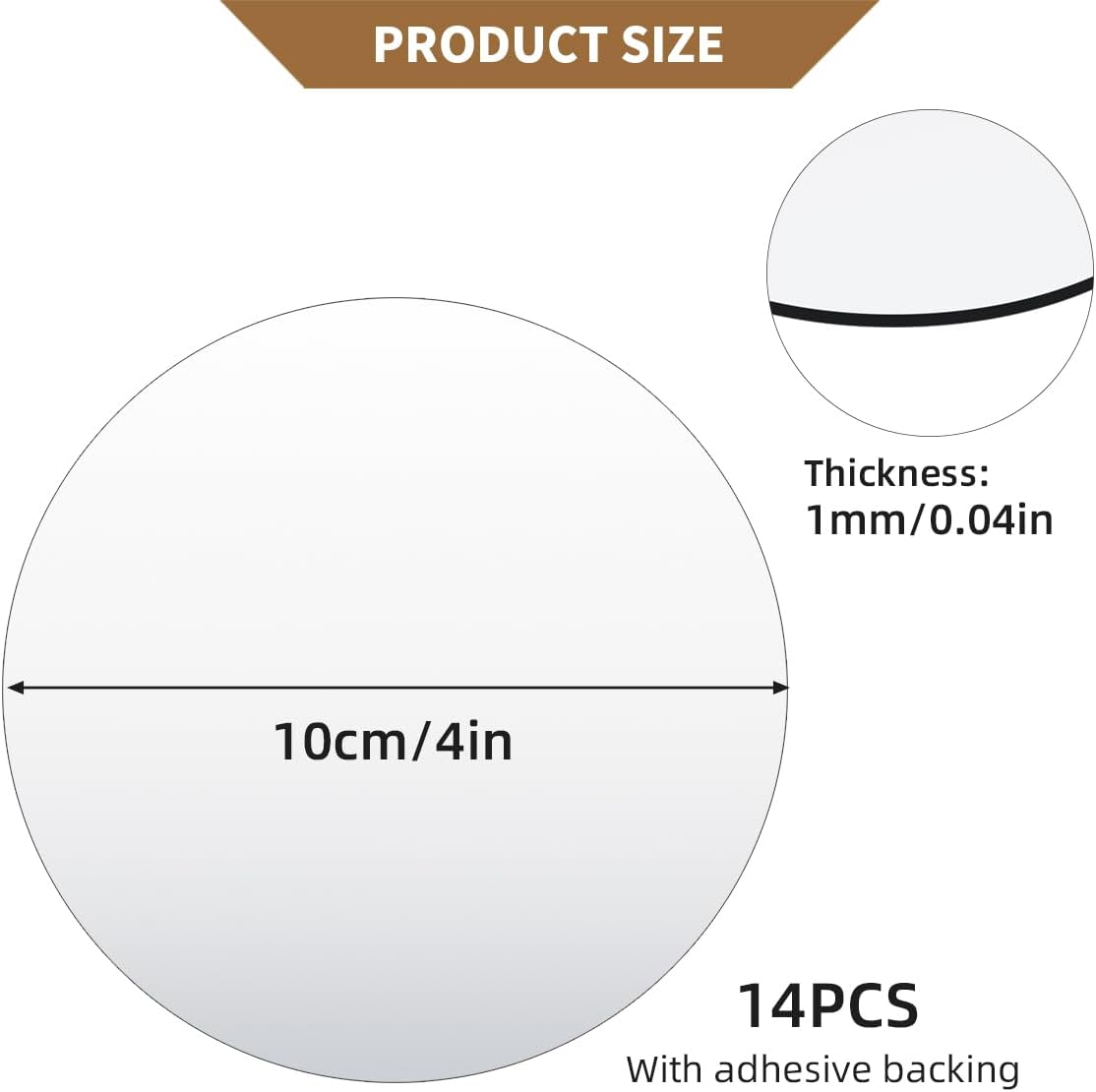 Acrylic round Mirrors, 4 Inch Circle Mirror Tiles Self Adhesive Mirror Stickers for Wall Home Living Room Bedroom Decor, Small Mirrors for Crafts (14, 4 Inch/10Cm) image number 1