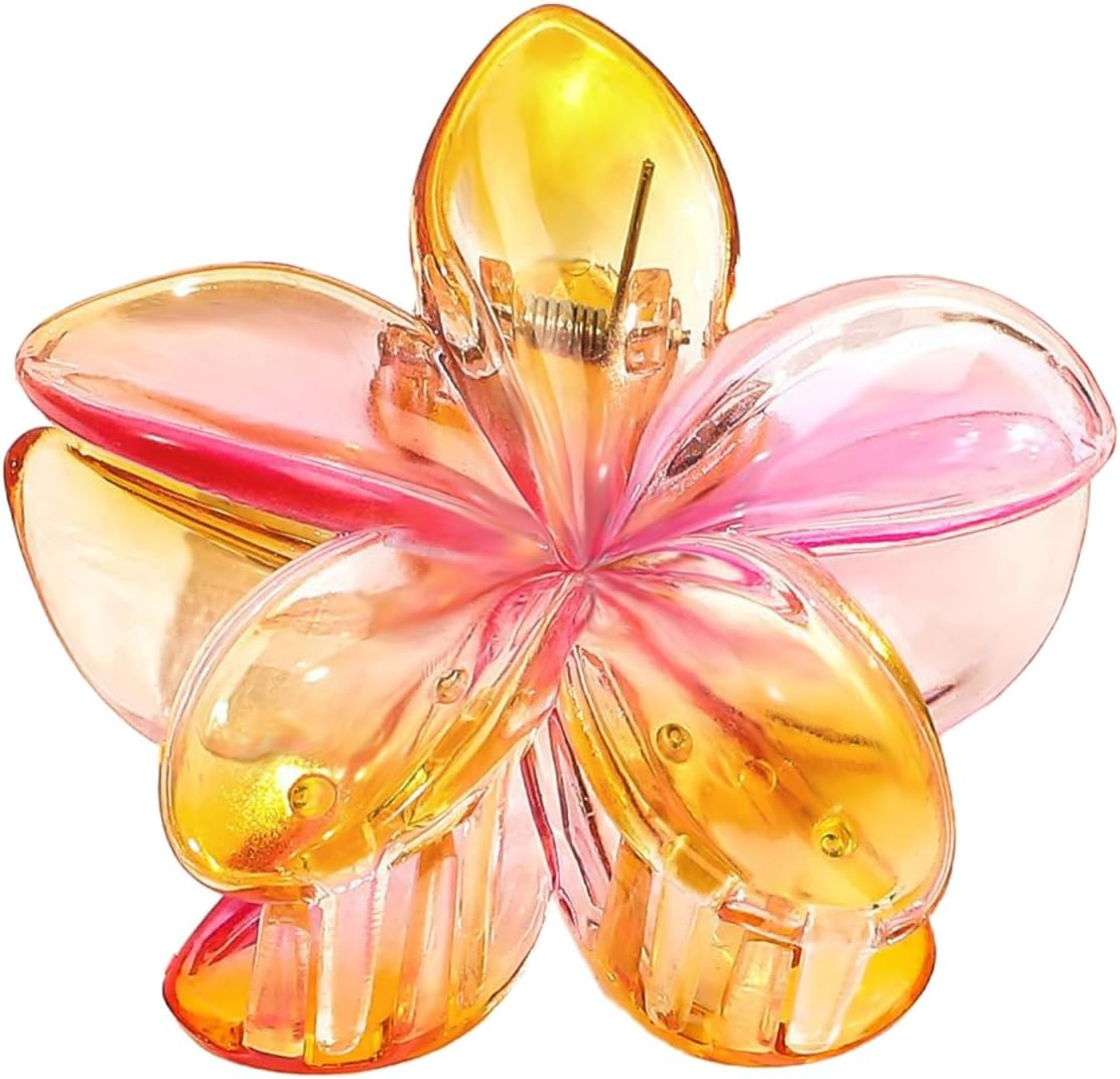 Blausky Pack of 1 8 Cm Flower Hair Clip, Colourful Hawaiian Plumeria Clips, Hair Clips, Non-Slip Flower Hair Clips, Hair Accessories, Flower Hair Styling Accessories for Women, Beach, Holiday, Yellow image number 4