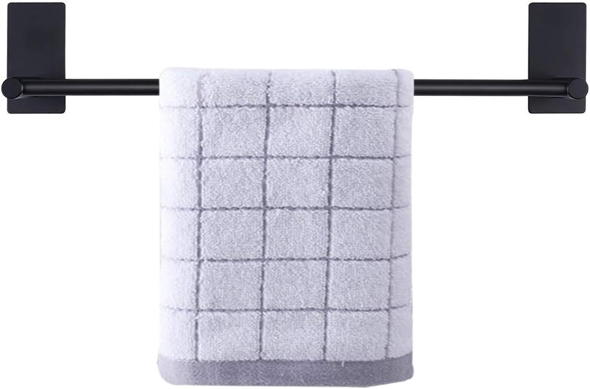 Nearmoon Self Adhesive Bathroom Towel Bar- Stainless Steel Bath Wall Shelf Rack Hanging Towel Stick on Sticky Hanger Contemporary Style, NO Drilling (Matte Black Finish, 16-Inch Towel Rack) image number 4