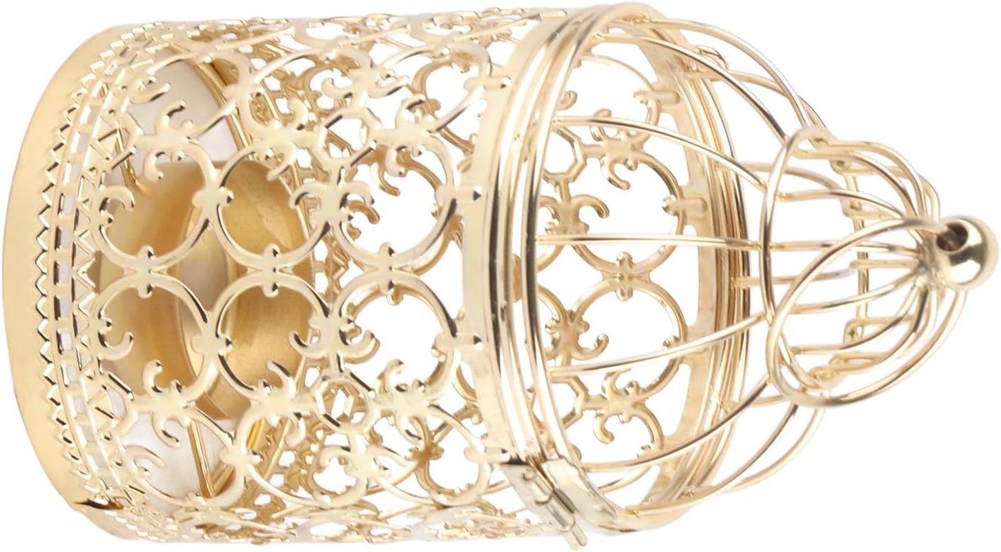 Candle Holder Vintage Iron Birdcage Lantern Candlestick for Home Events Weddings Decorations 14.8 X 7.8Cm (A Type Gold) image number 4