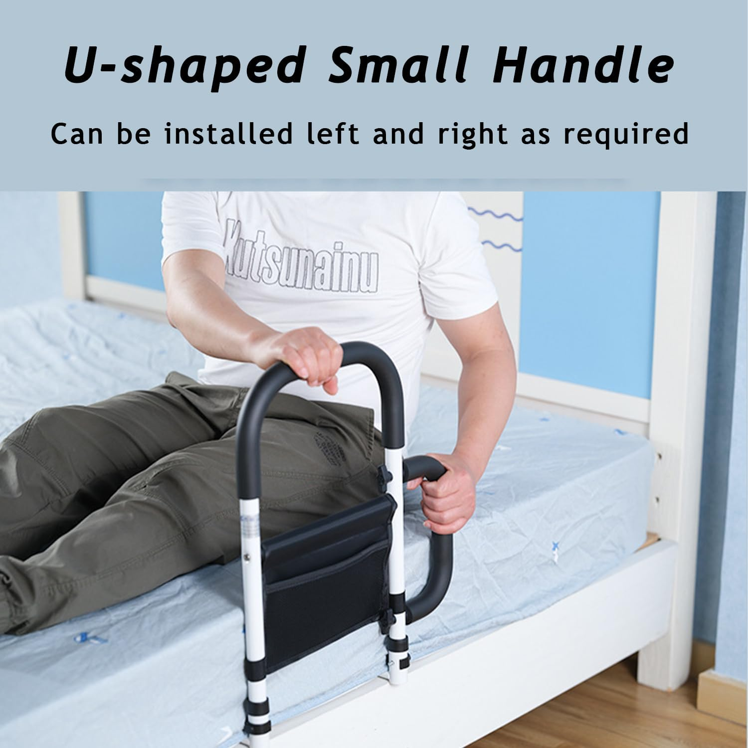 Bed Rails for Elderly Adults Safety, Bed Assist Rail with Dual Grab Handles for Seniors, Non-Slip Ergonomic Handle, 300Lb Weight Capacity, Storage Pocket, Fits Twin/Full/Queen/King image number 6