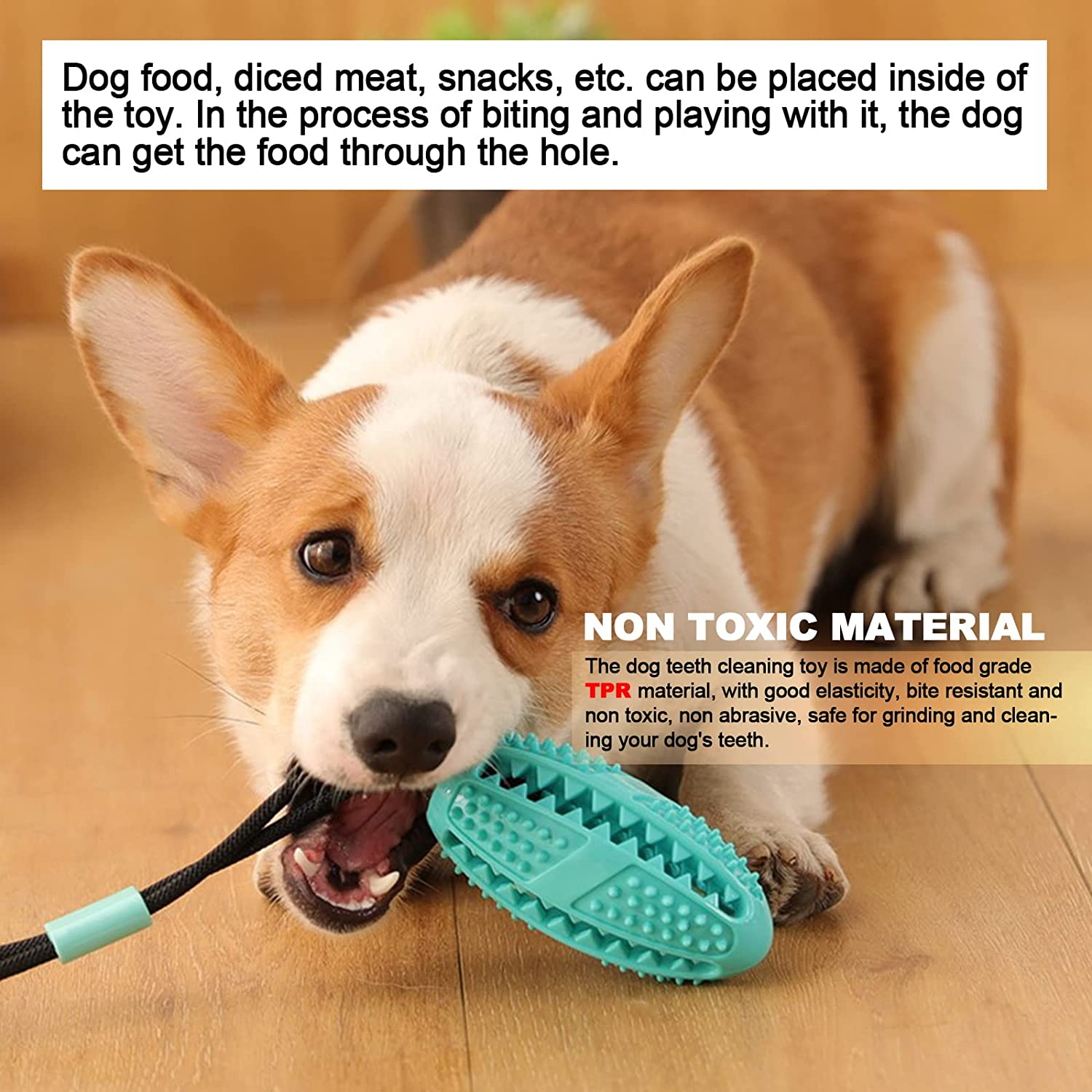Dog Chew Toys for Aggressive Chewers,Squeaky Dog Toothbrush Interactive Tough Durable Dog Toys, Puppy Teething Chew Toys Natural Rubber for Small Medium and Large Breed (Ball with Rope) image number 5