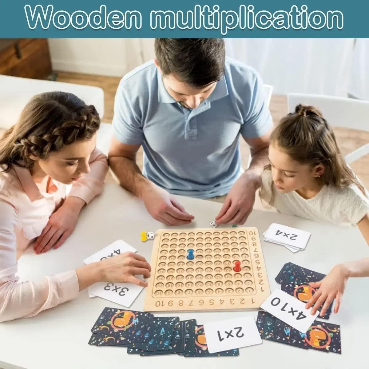 Wooden Math Multiplication Board Montessori Children Counting Toy Educational Multiplication Board Game Wooden Math Blocks Board for Toddlers Kids over 3 Years Old ... image number 2