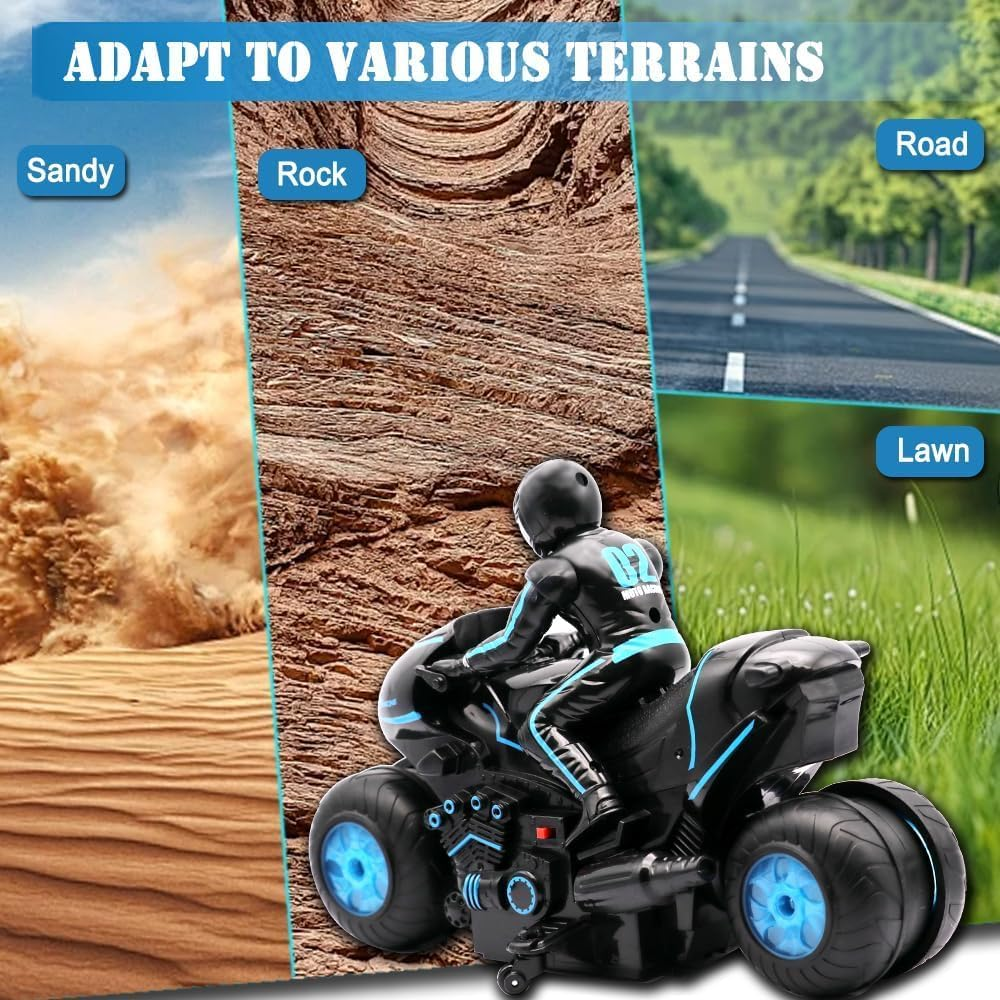 B-Qtech RC Motorcycle, 2.4G Kids Remote Control Motorcycle Children'S Stunt Spinning Toy Car, 360&deg;Rotating Motorcycle, Air Gesture Car Off-Road 2.4Ghz High Speed Rotation Drift image number 3