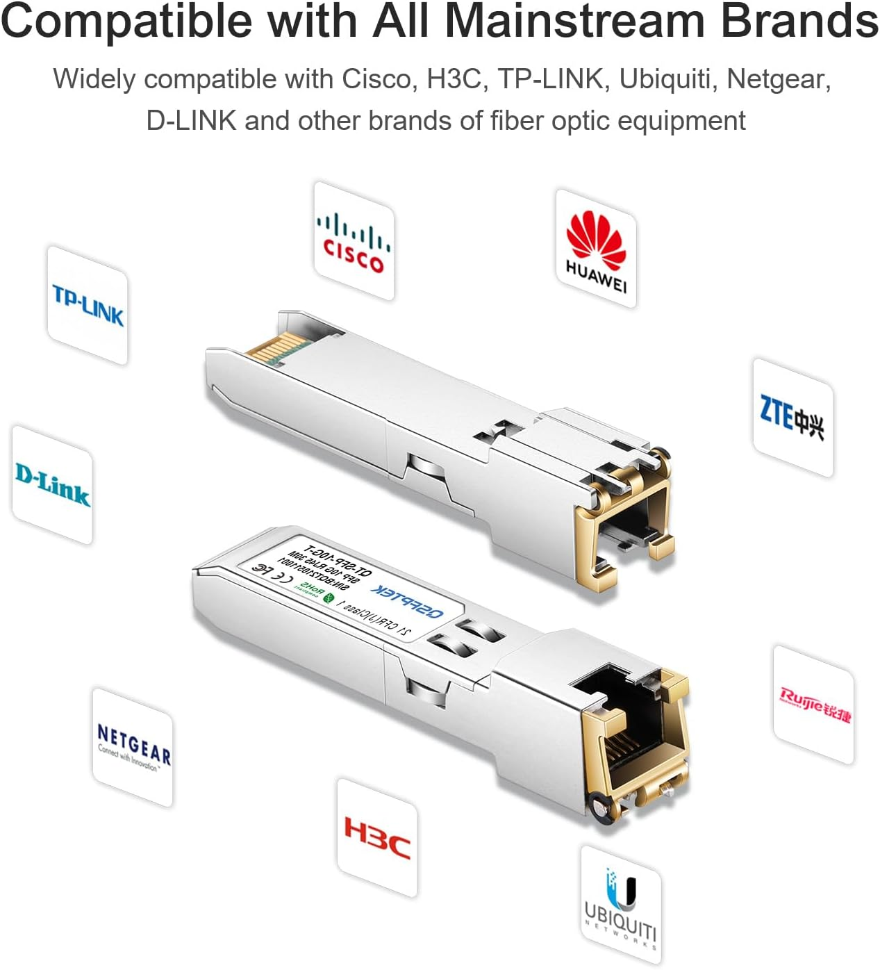 10Pack 10GBASE-T SFP+ to RJ45 Copper Module Mini-Gbic Transceiver for Cisco SFP-10G-T-S, Ubiquiti UF-RJ45-10G, Netgear, Mikrotik, D-Link, Supermicro, Tp-Link, Linksys, CAT6A/CAT7, up to 100FT(30M) image number 4