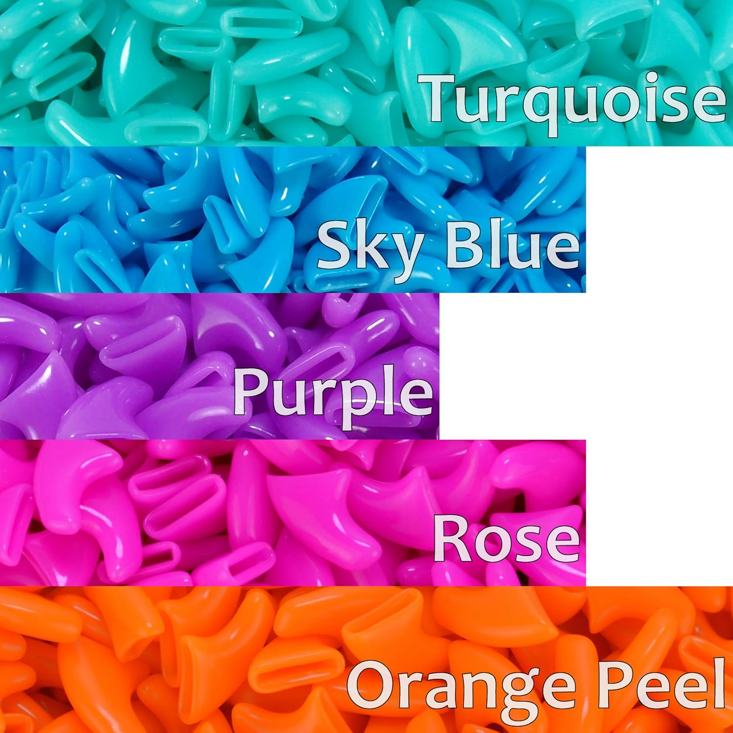 100 Pcs Soft Cat Claw Caps for Cats Nail Claws 5X Colors + 5X Adhesive Glue + 5X Applicator, Pet Tips Cover Paws Soft Covers (S, Turquoise, Sky Blue, Purple, Rose, Orange Peel)
