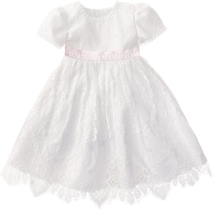 Dressy Daisy Flower Girl Dress Baby Toddler White Lace Dresses for Wedding Special Occasion Birthday Party Size 3 Months - 3 Years image number 1