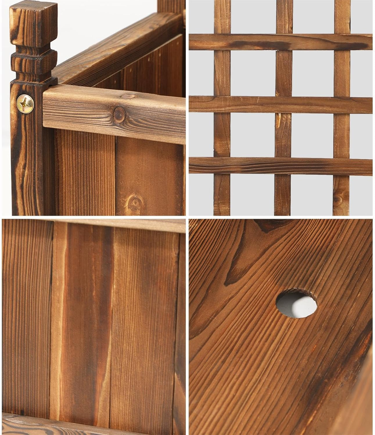 Livsip Wooden Garden Bed with Trellis 64 X 28.5 X 115Cm Raised Garden Bed Standing Flower Vegetable Planter image number 5