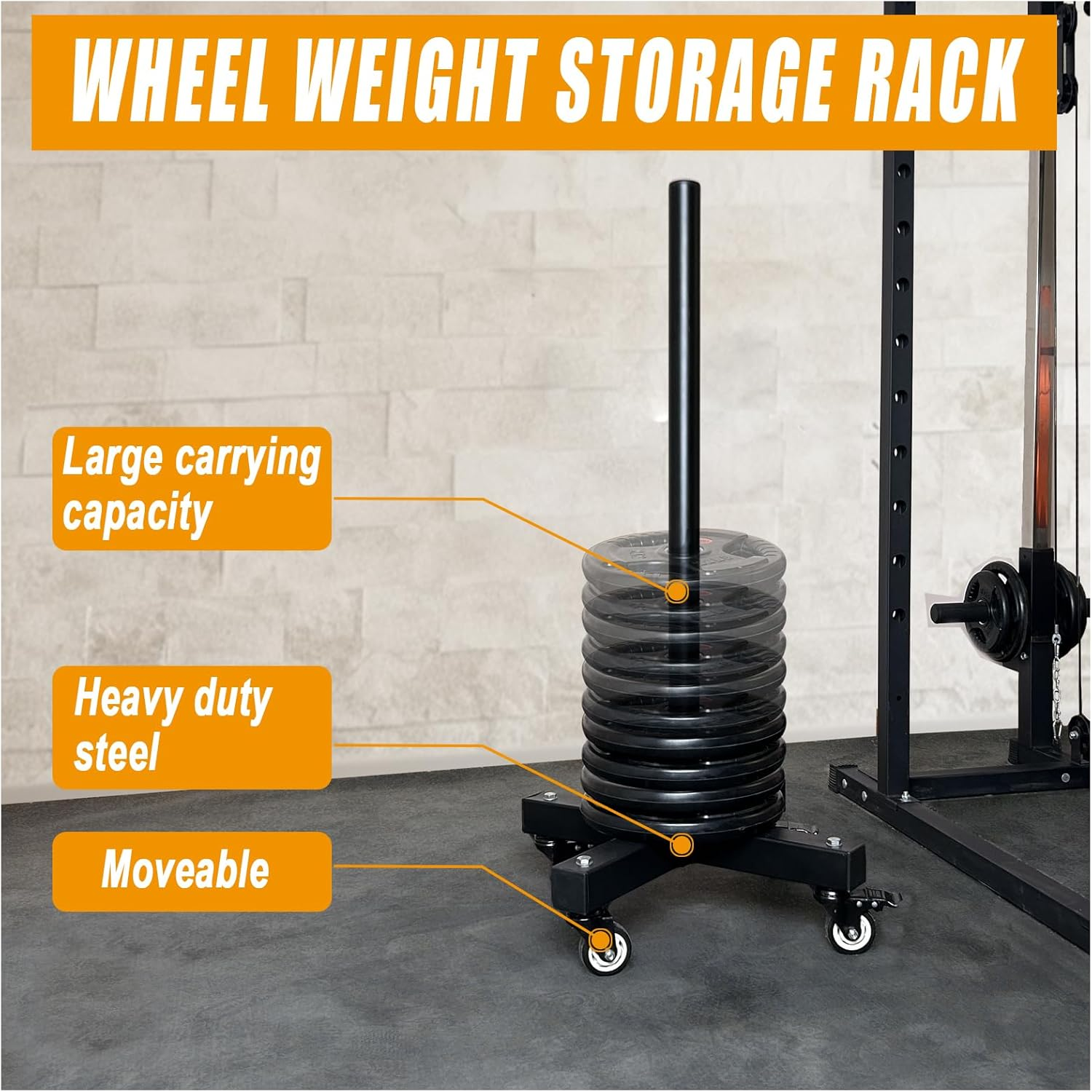 KORIKAHM Upgraded Movable Olympic Weight Plate Rack with Wheel for 2-Inch Bumper Plates Weight Storage, Strength Training Vertical Weight Tree Holder Stand for Home Gym Workout image number 1
