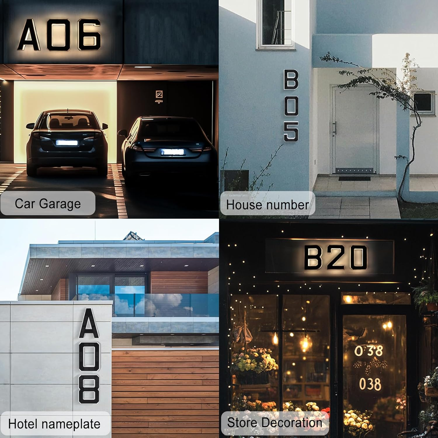 CARPESUN Solar House Number Illuminated for Outdoor Use Waterproof Illuminated House Number Sign Solar House Number Light Black Large - Height 23 Cm (5-Black, 23 Cm) image number 5