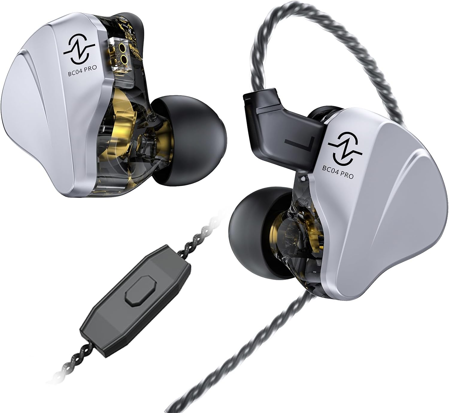 Keephifi CCZ Duet BC04 PRO Hifi in Ear Monitor Earbuds, 1Ba+1Ddclear Earbuds Headphones, 10MM Dual Magnetic DD Wired Earbud, 5N OFC Cable Detachable Bass IEM Wired Headphone(Sliver,With Micro) image number 4