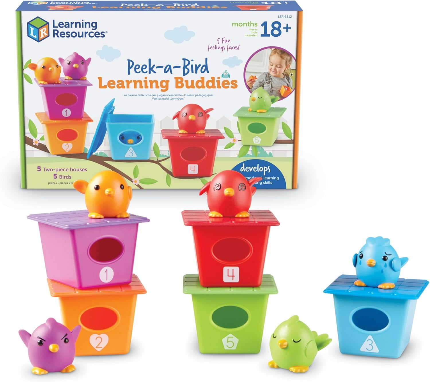 Learning Resources Peek-A-Bird Learning Buddies - 15 Pieces, Age 18 Months+ Toddler Learning Activities, Preschool Toys, Educational Toy for Color Teaching, Multicolor image number 2