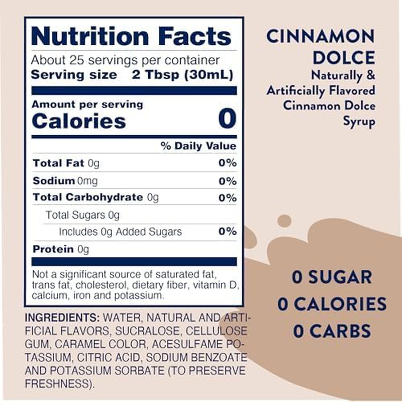 Jordan'S Skinny Syrups, Cinnamon Dolce Coffee Syrup, Sugar Free, Zero Calorie Drink Flavoring & Mixes, 25.4 Ounces (Pack of 2) image number 3