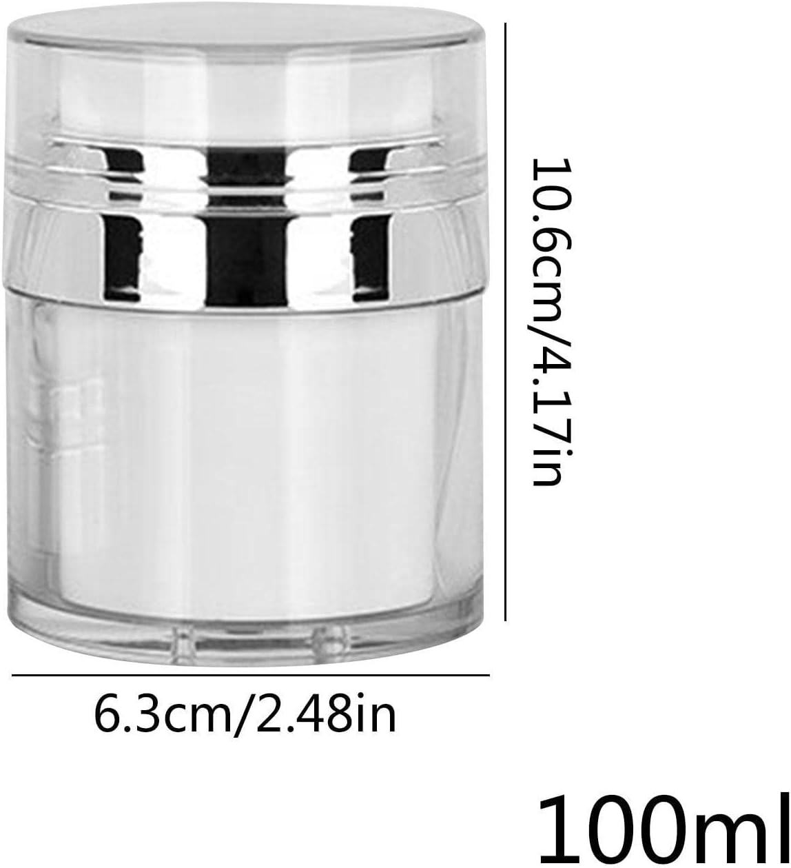 Cream Jar Vacuum Bottle, Airless Pump Jar Empty Refillable Travel Cream Bottle, Portable Lotions Creams Container, Moisturiser Pump Dispenser for Home Travel
